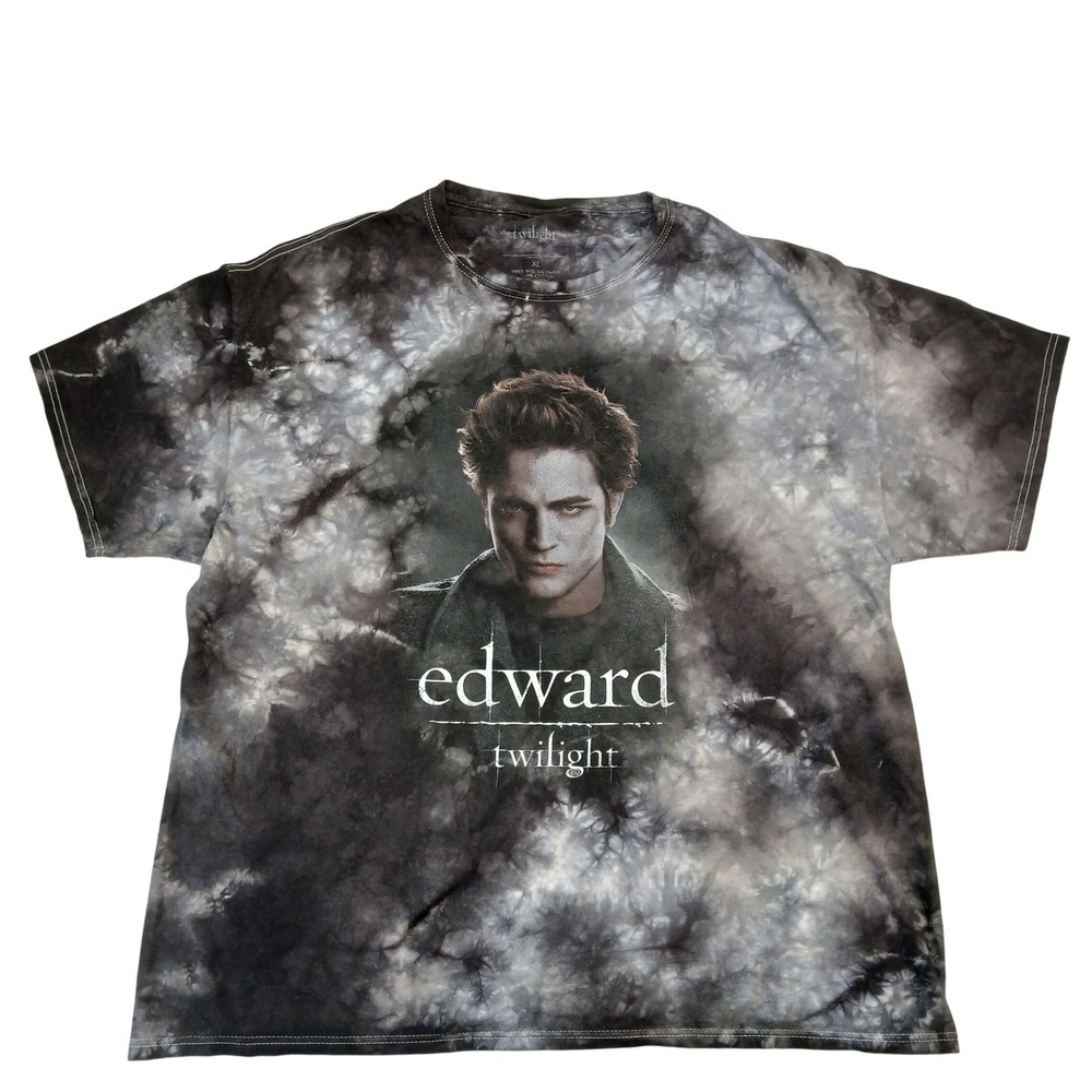 The Twilight Saga Edward Cullen Tie Dye Graphic T-Shirt Black Grey XL